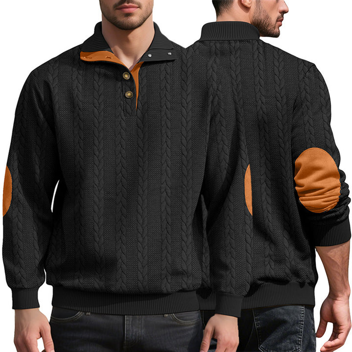 Trendy knit sweater for men with button placket and contrasting details Lune London