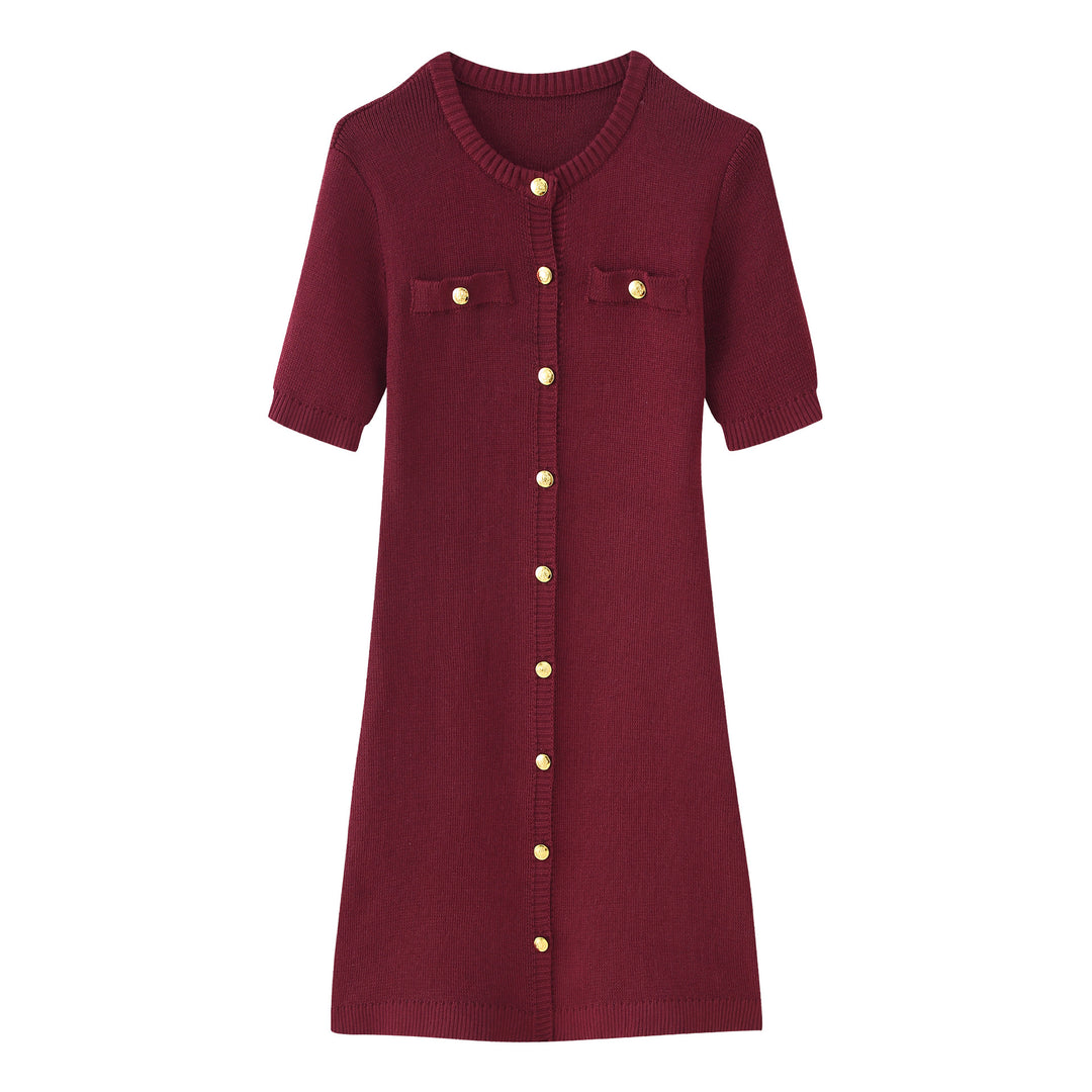 Women's knitted dress with short sleeves and button placket Lune London