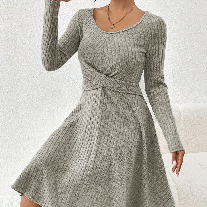 Fluid jersey dress for women with wrap belt and long sleeves Lune London