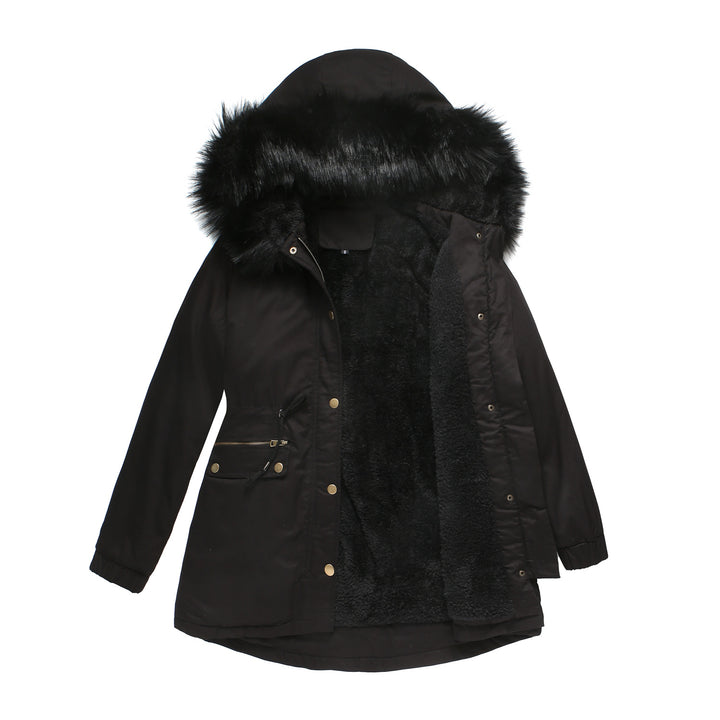 Women's insulated parka with removable faux fur collar and adjustable drawstring waist Lune London
