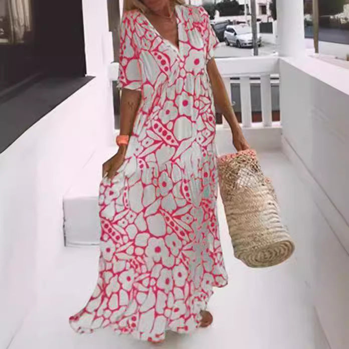 Maxi dress for women with an elegant V neck and a flowing cut Lune London