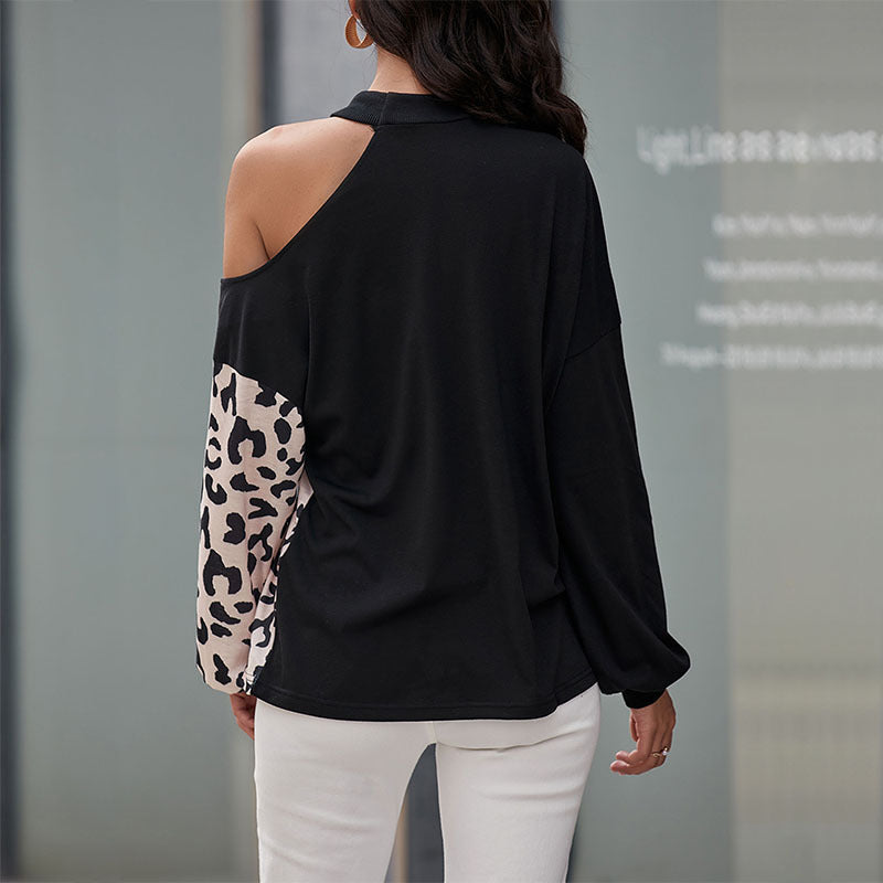 Chemise longue à manches longues pour femmes à motif léopard et inserts asymétriques Chic & Stil