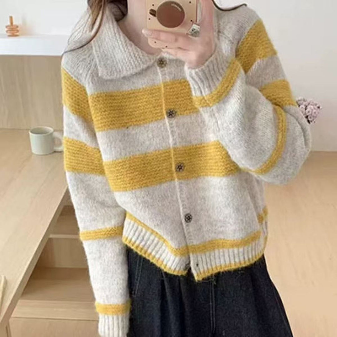 Cardigan Confortable pour Femmes avec Rayures Vintage Chic & Stil