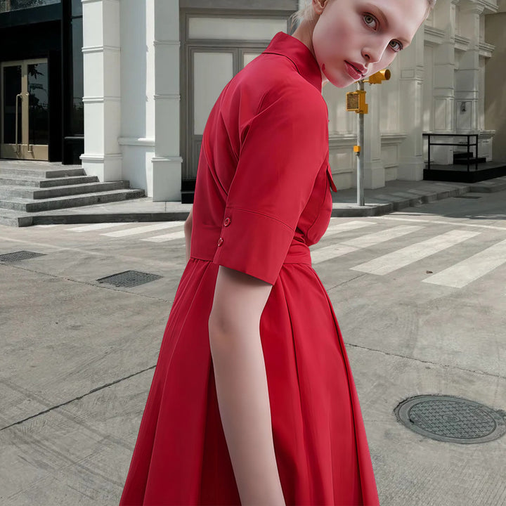 Shirt dress for women with cinched belt and classic details Lune London