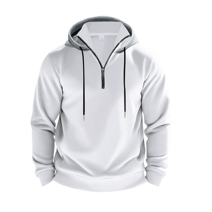 Men's hooded sweatshirt with half zipper and internal drawstring Lune London