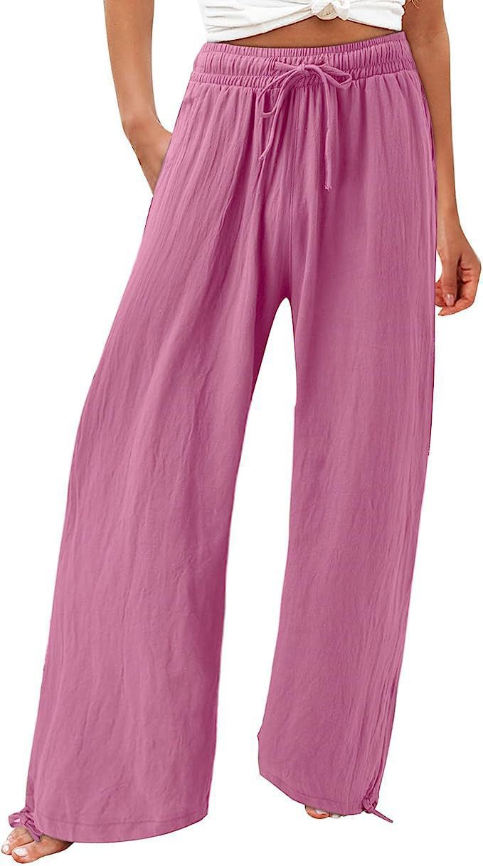 Loose summer pants for women in lightweight material with adjustable waist Lune London