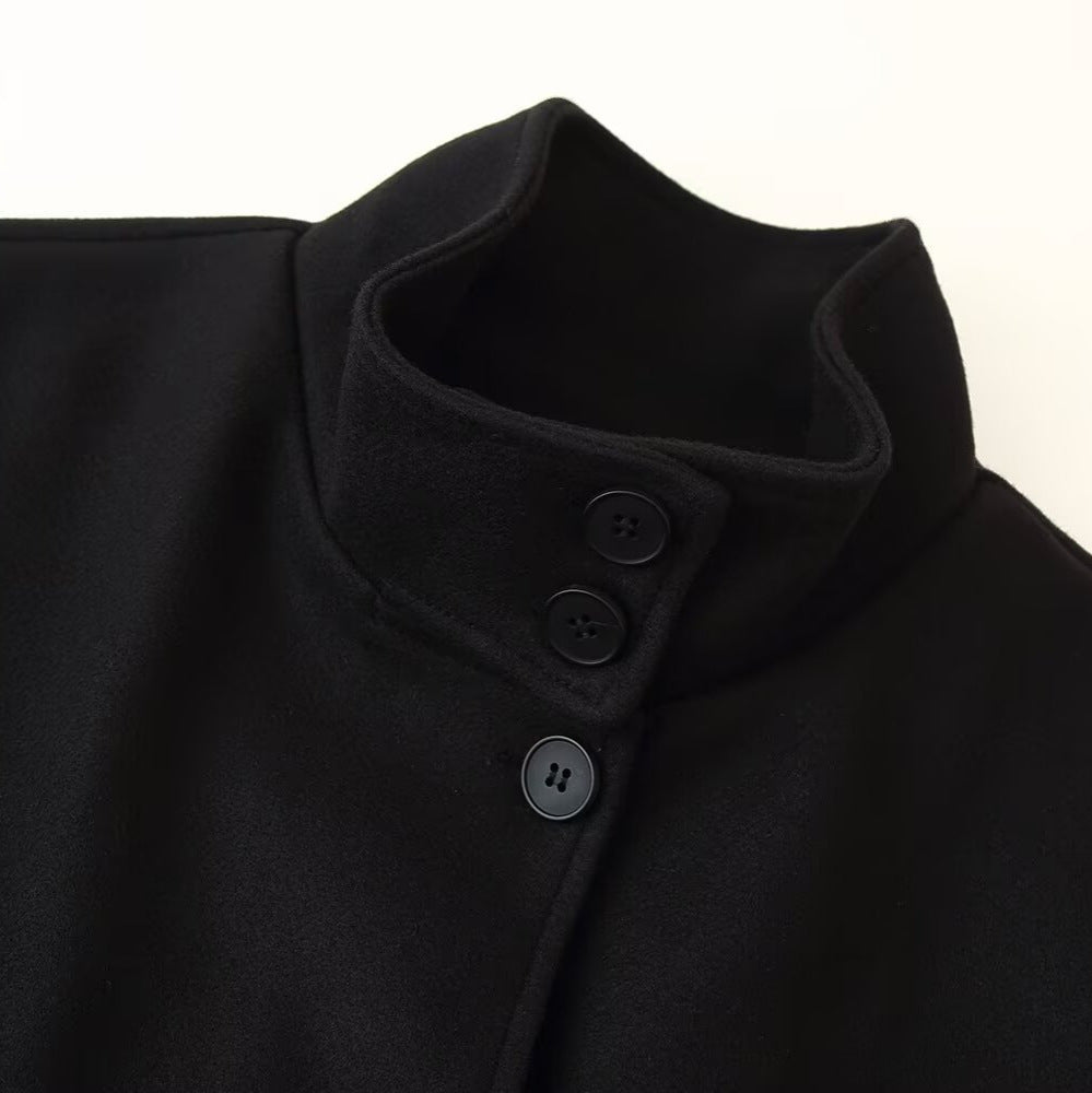 Trendy women's jacket with stand-up collar and button details Lune London