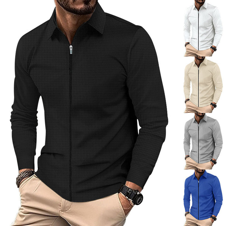 Men's long sleeve sporty t-shirt with zip and breathable structure Lune London