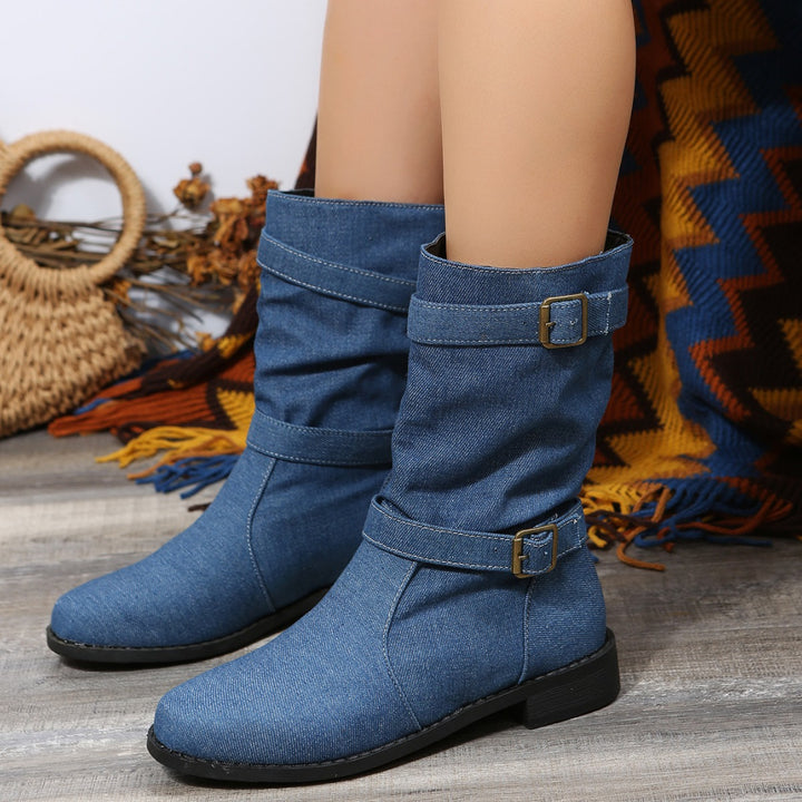 Women’s ankle boots with stylish pleated design and adjustable strap Lune London