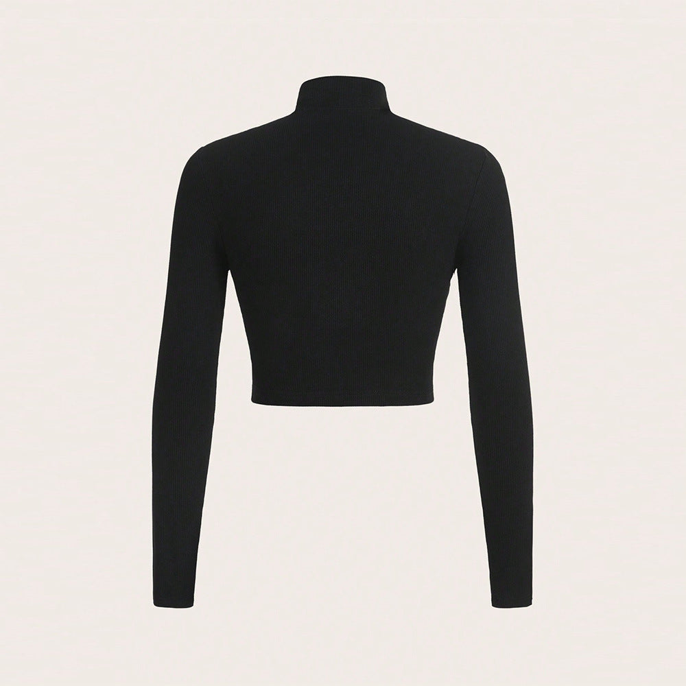 Short top for women with a high collar design and a sophisticated cut Chic & Stil