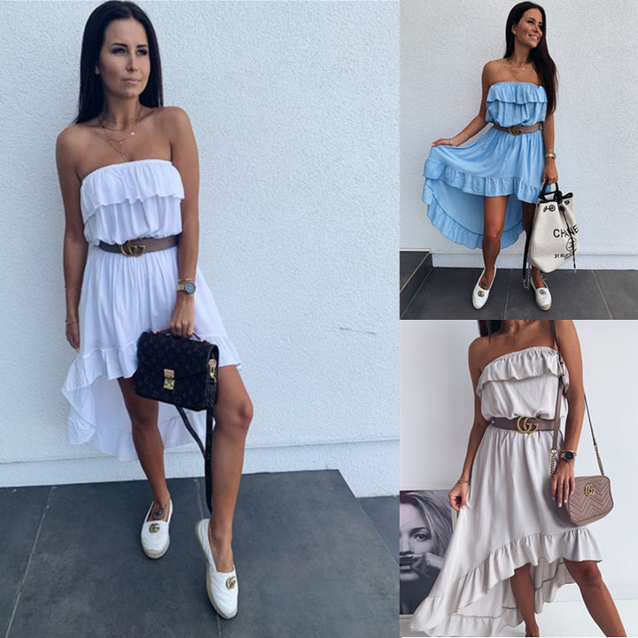 Robe portefeuille femme avec volants et ceinture ajustée Chic & Stil