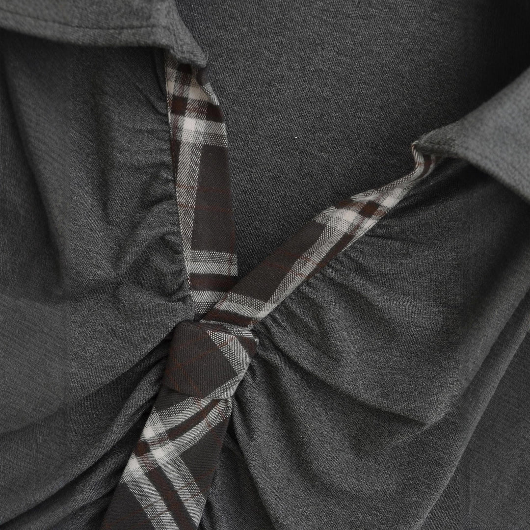 Long sleeve t-shirt for women with an elegant draped design and a tie-shaped neckline Lune London