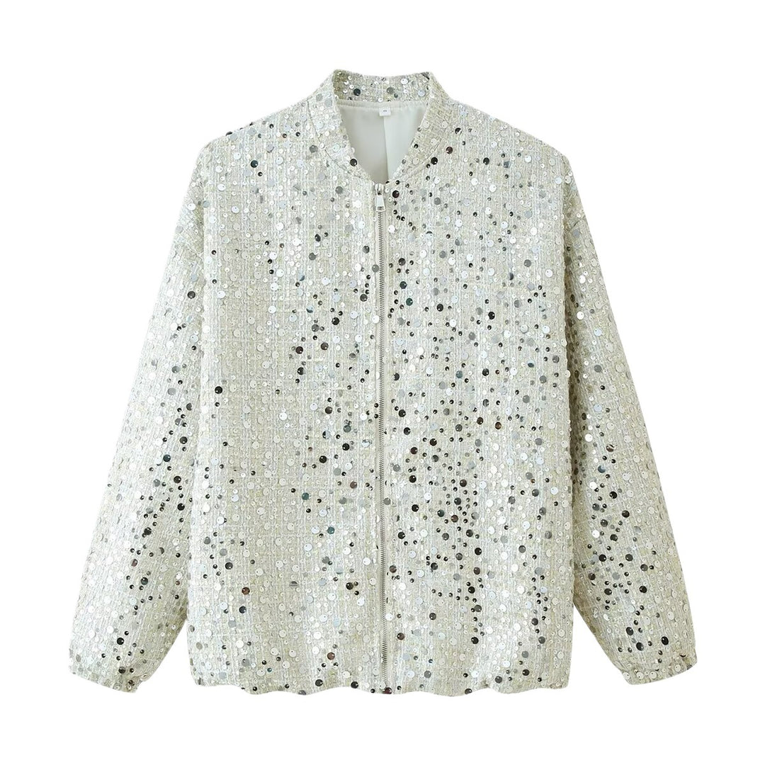Shiny bomber jacket for women with sparkling sequins Lune London
