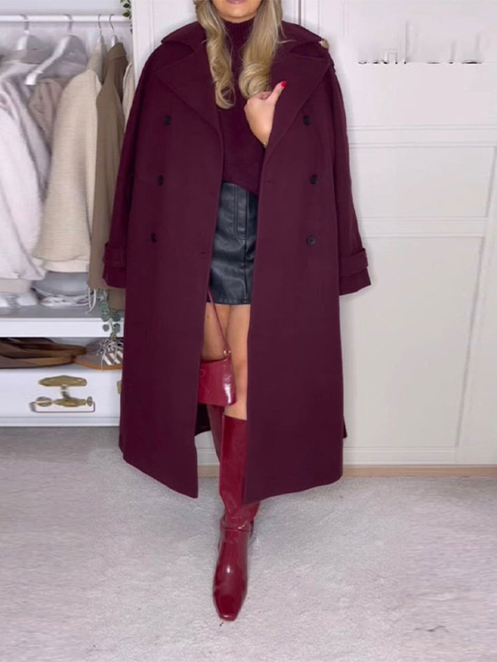 Oversized trench coat for women with double-breasted buttons and generous pockets Lune London