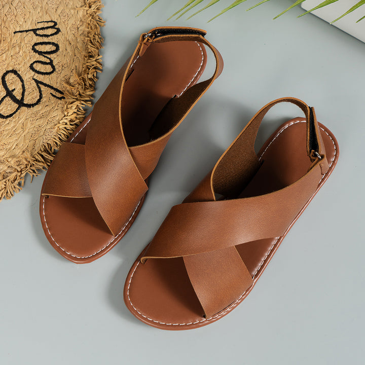 Ladies Casual Sandals with Crisscross Straps Lune London