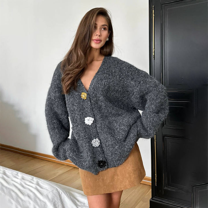 Cardigan for women with eye-catching button details and soft material Lune London