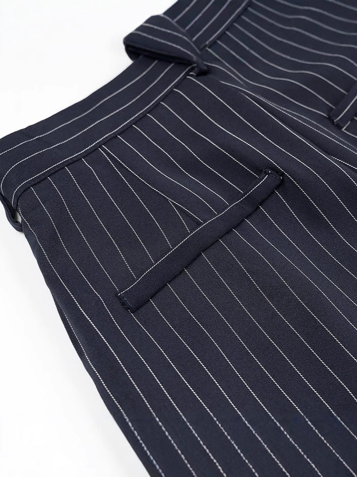Wide high-waisted trousers for women with elegant stripes Lune London