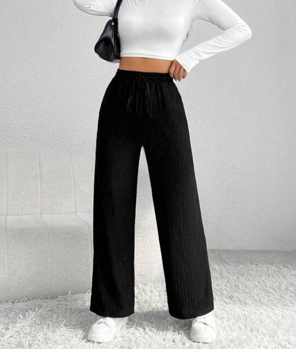 Wide pleated pants for women with elastic waistband Lune London