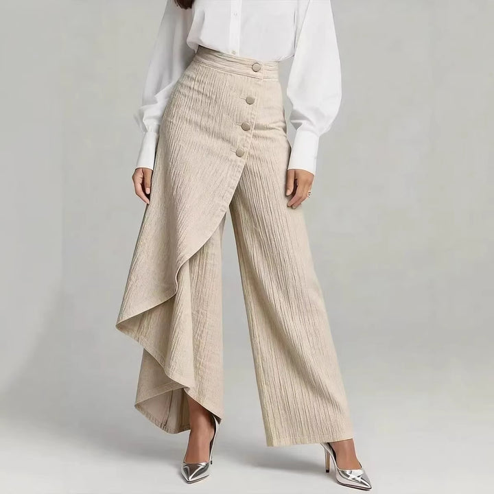 Women's denim skirt with asymmetrical cut and button details Lune London