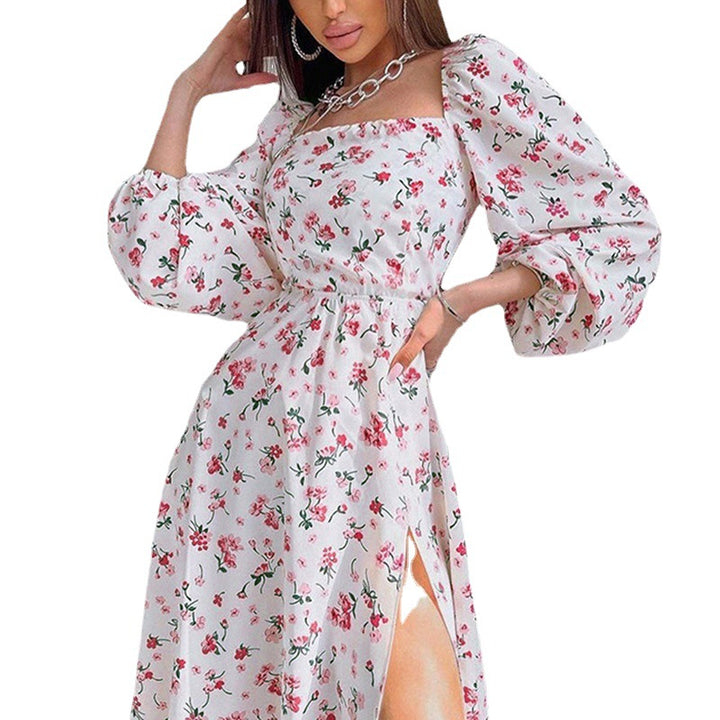 Robe maxi à manches longues pour femmes avec volants et motif floral Chic & Stil