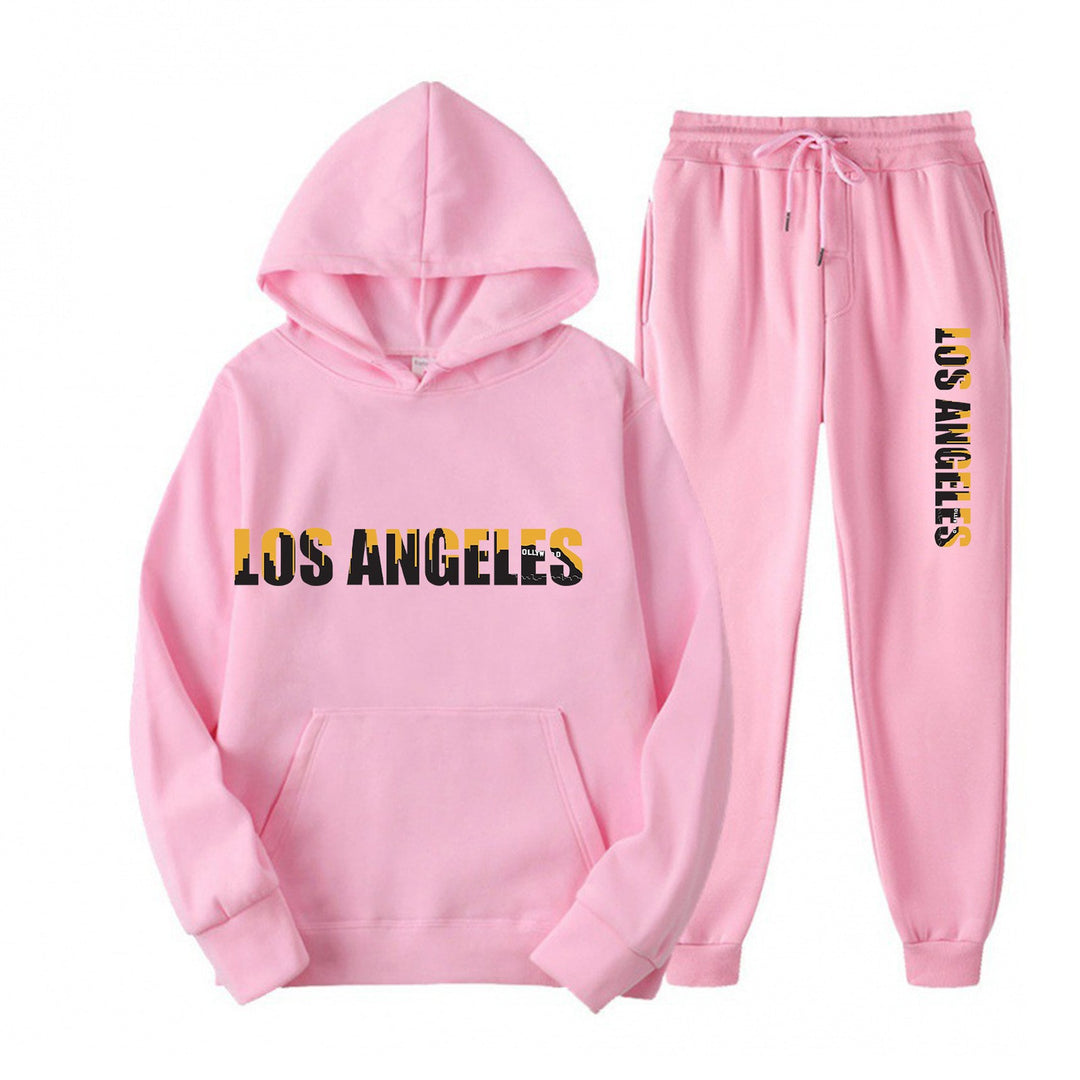 Women's leisure hoodie and jogging pants set with casual Los Angeles lettering Chic & Stil