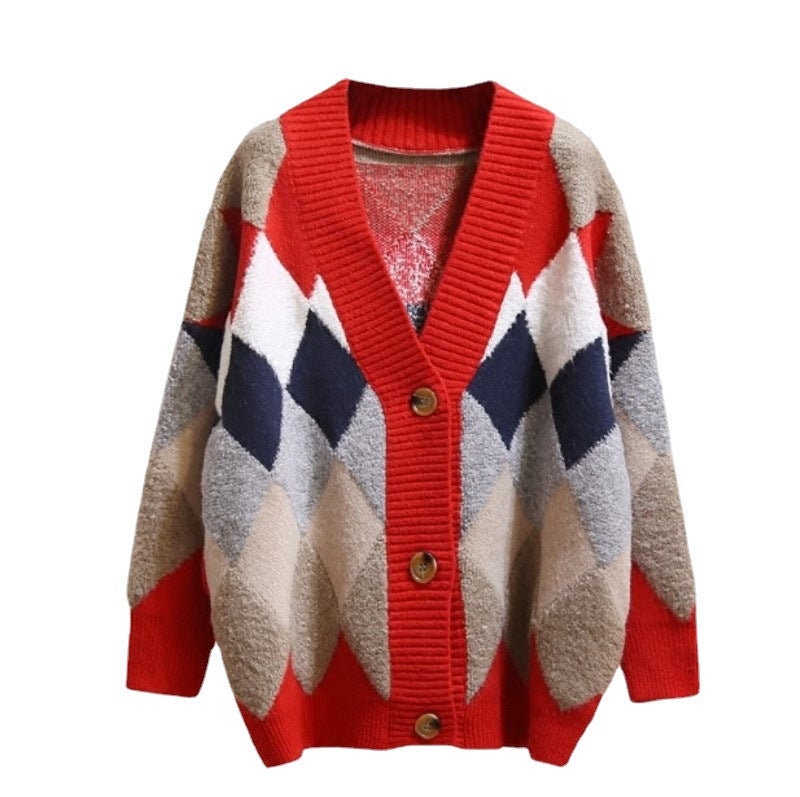Cardigan pour femmes à motifs avec boutons et décolleté en V Chic & Stil