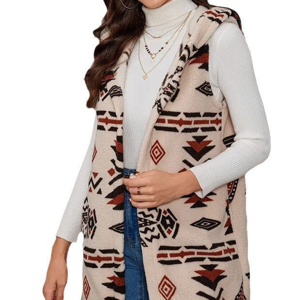 Ladies Elegant and comfortable plush vest with ethnic pattern Lune London
