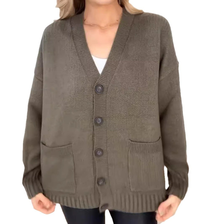 Women's knitted jacket with pockets and modern buttons Lune London