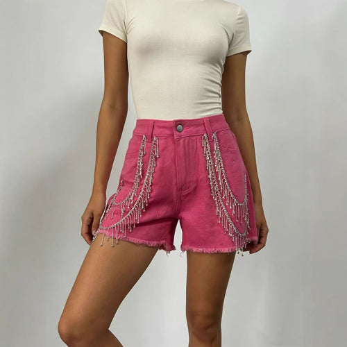 Women's Designer Denim Shorts with Trendy Chain Decorations Lune London