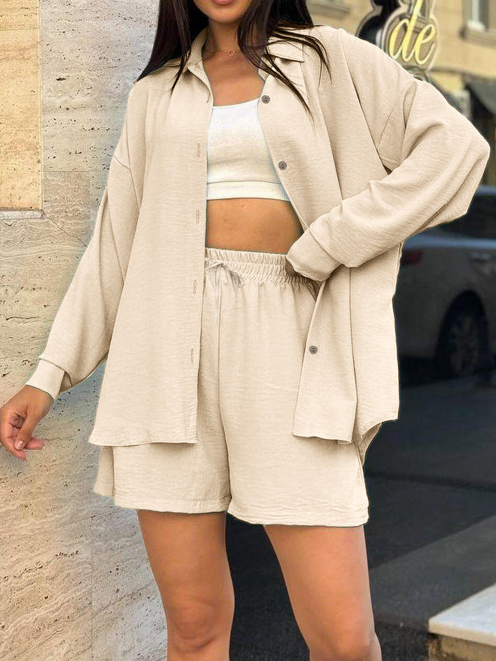Casual overshirt set for women with elastic waist and loose shorts Lune London
