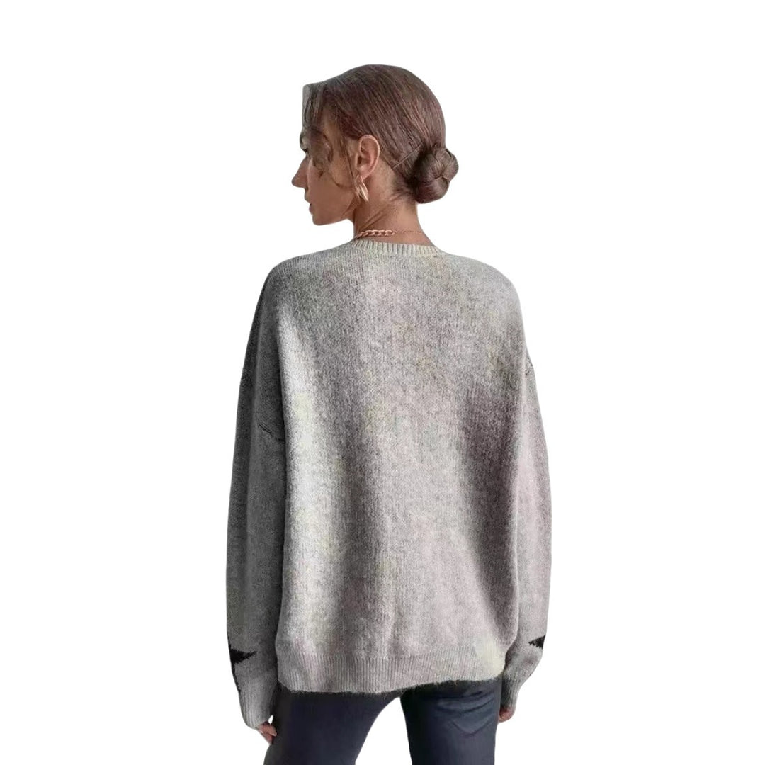 Ladies Knit Sweater with Star Pattern Lune London