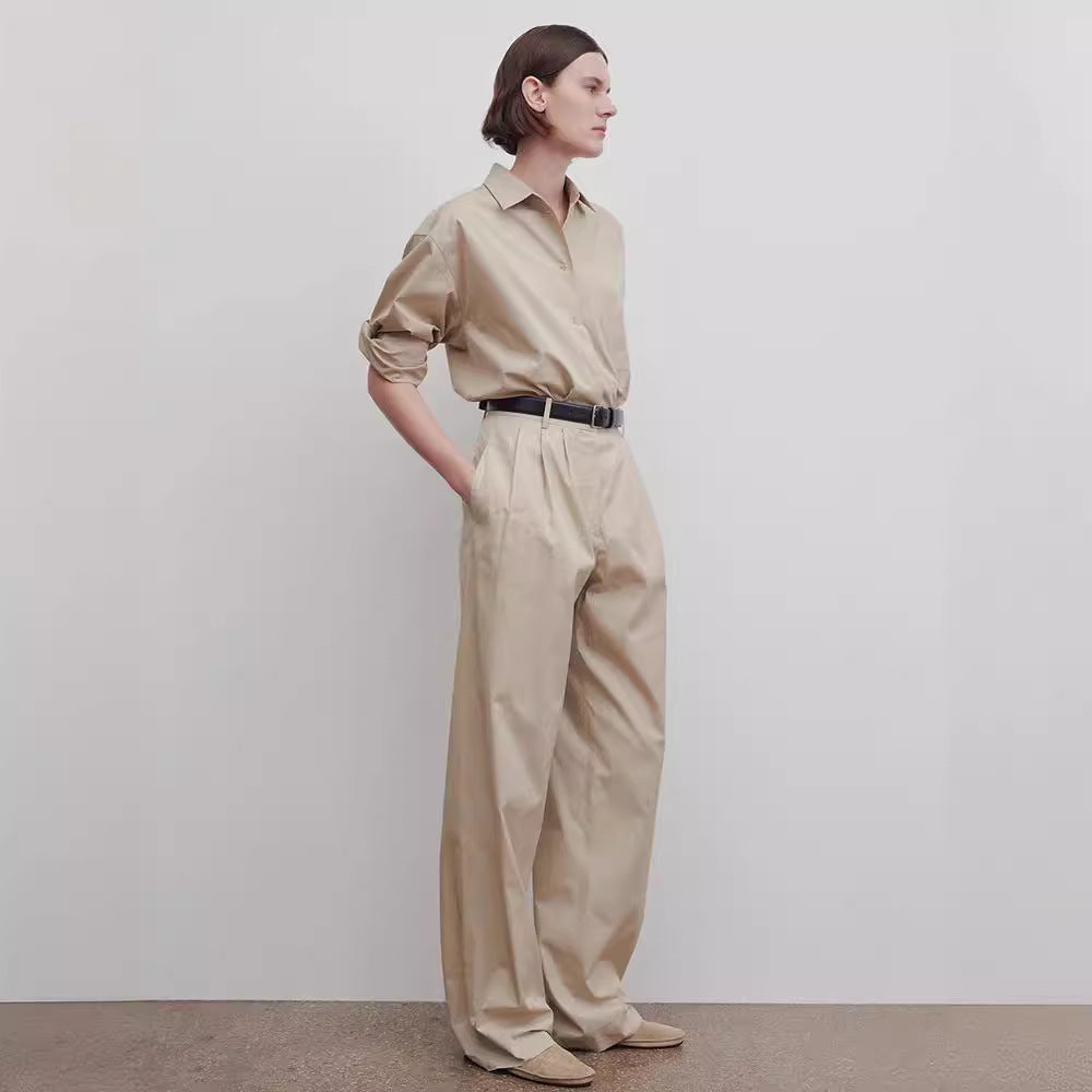 Pantalons larges et élégants taille haute pour femmes avec plis classiques Chic & Stil