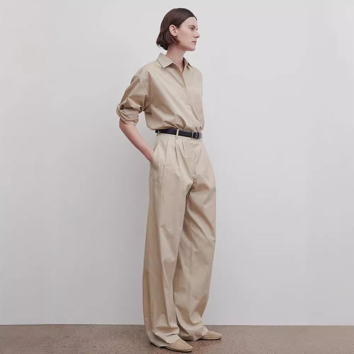 Pantalons larges et élégants taille haute pour femmes avec plis classiques Chic & Stil