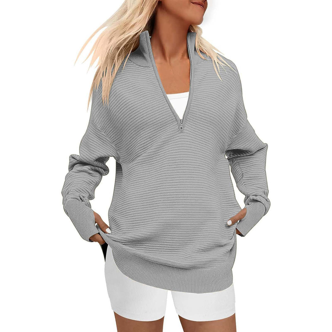 Ladies high-quality zip sweater with textured design Lune London