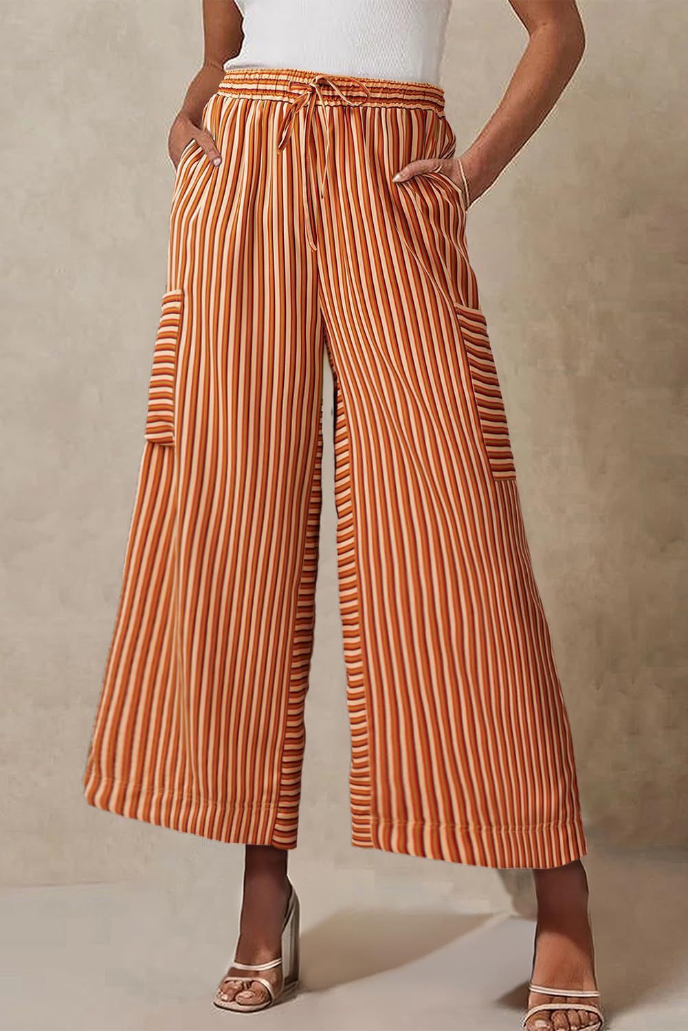 Lune London Women's Striped Wide Pants