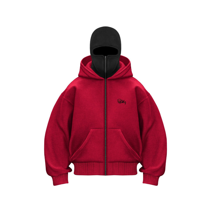 Women's hoodie sweatshirt with integrated face protection and practical zip pockets Lune London
