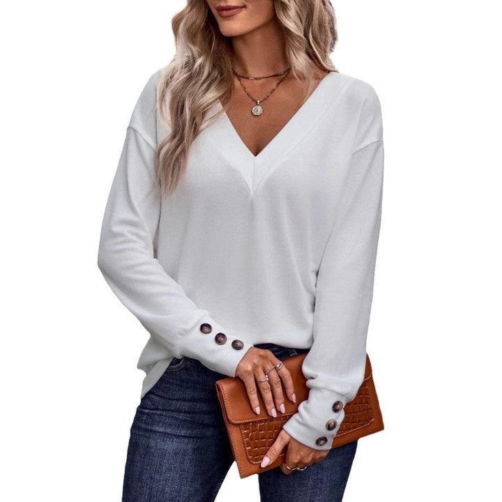 Women's V-Neck Sweater with Button Details Lune London