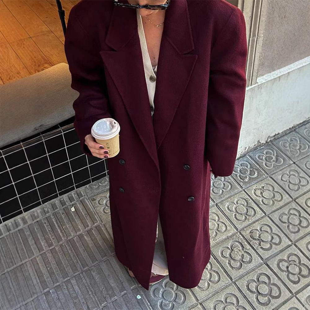Elegant wool coat for women with double-breasted buttons Lune London