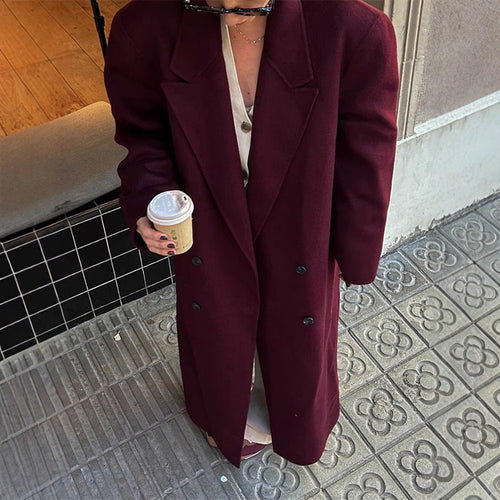 Elegant wool coat for women with double-breasted buttons Lune London