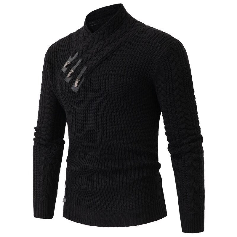 Men's knit sweater with elegant shawl collar and braids pattern Lune London