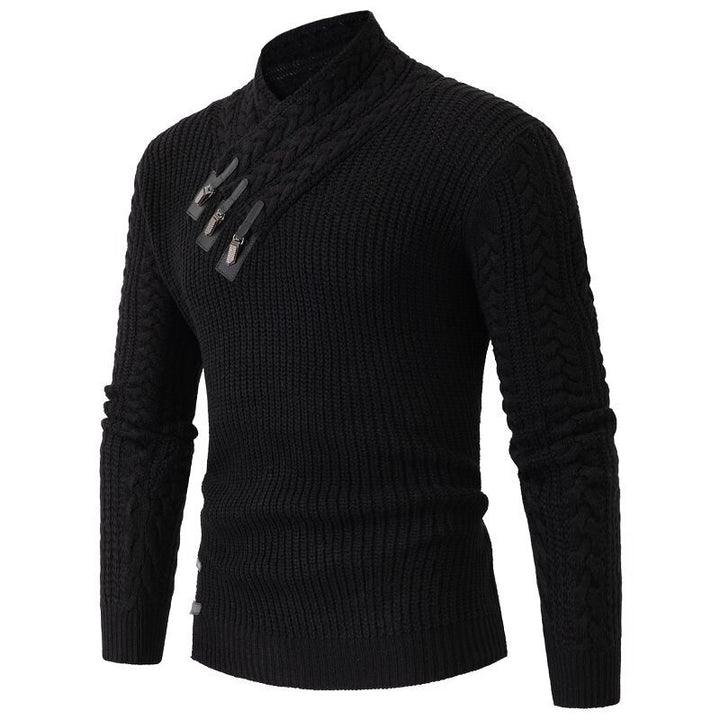 Men's knit sweater with elegant shawl collar and braids pattern Lune London