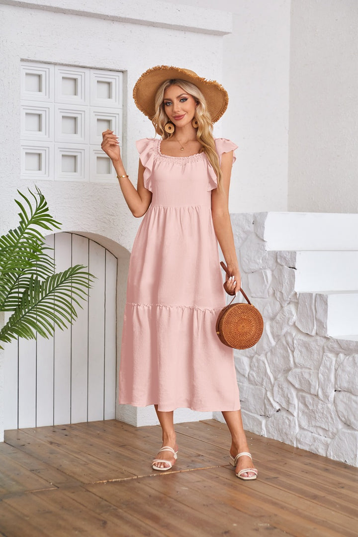 Maxi dress for women with ruffle details Lune London