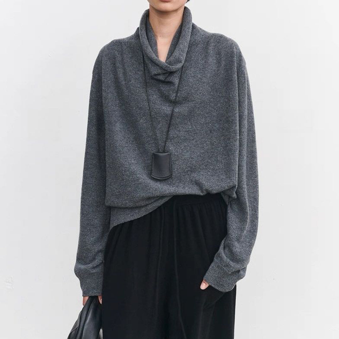 Casual long sleeve shirt for women with an elegant draped neckline and a relaxed fit Lune London