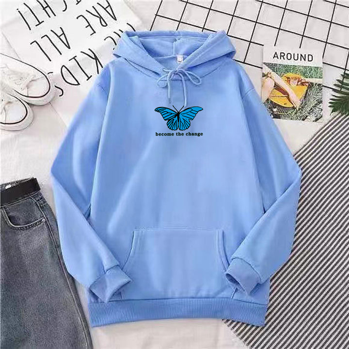 Women's hoodie with modern butterfly motif and inspiring inscription Chic & Stil