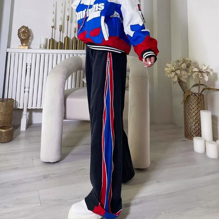 Women Short Sports Top with Long Sleeves and Colorful Side Stripes Lune London