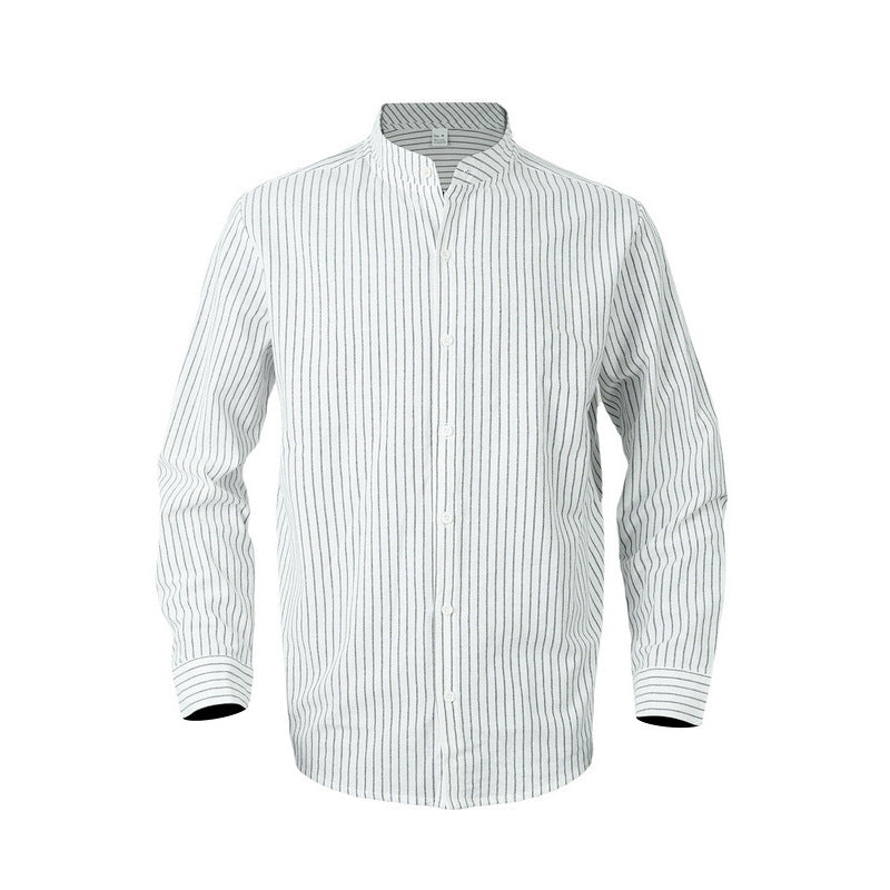 Long-sleeve shirt for men with modern high collar and fine striped pattern Lune London