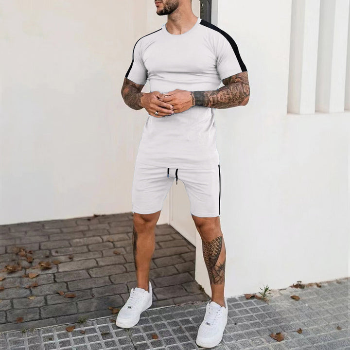 Men's sports set with short sleeves and shorts with contrasting details Lune London