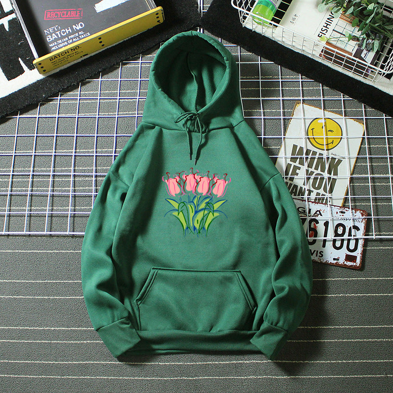 Women's hoodie with floral tulip motif Chic & Stil