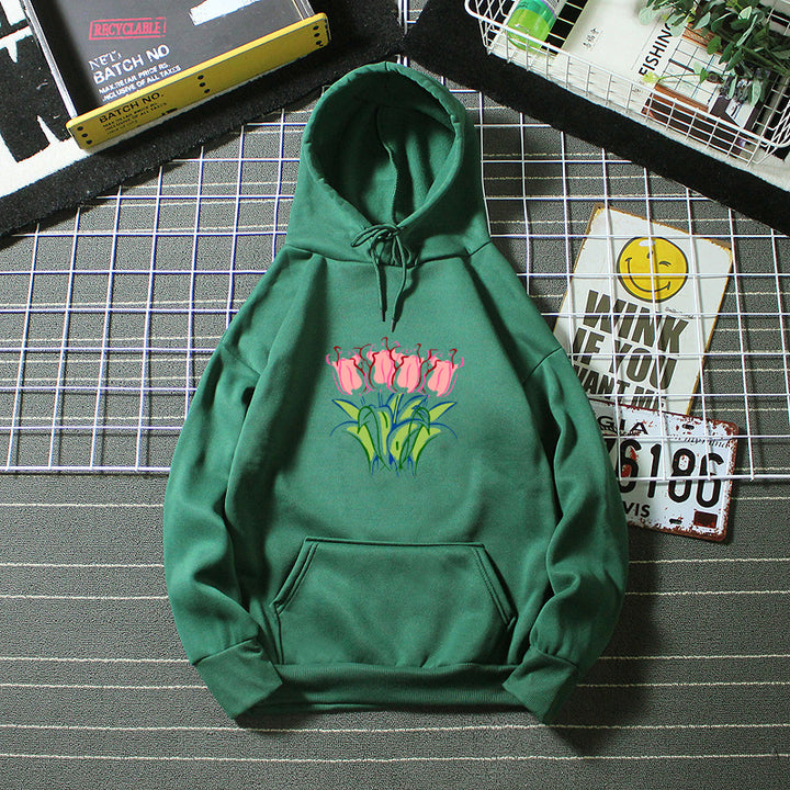 Women's hoodie with floral tulip motif Chic & Stil