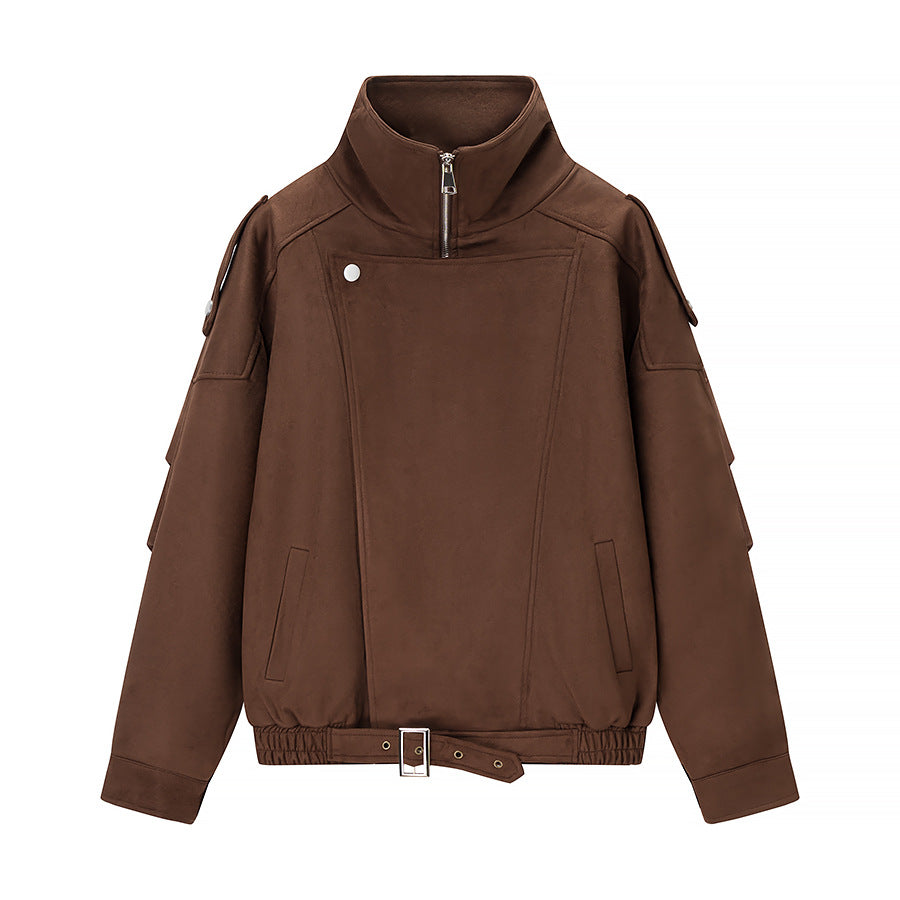 Veste courte féminine à la mode dans un style urbain avec col montant et détails d'épaule Chic & Stil